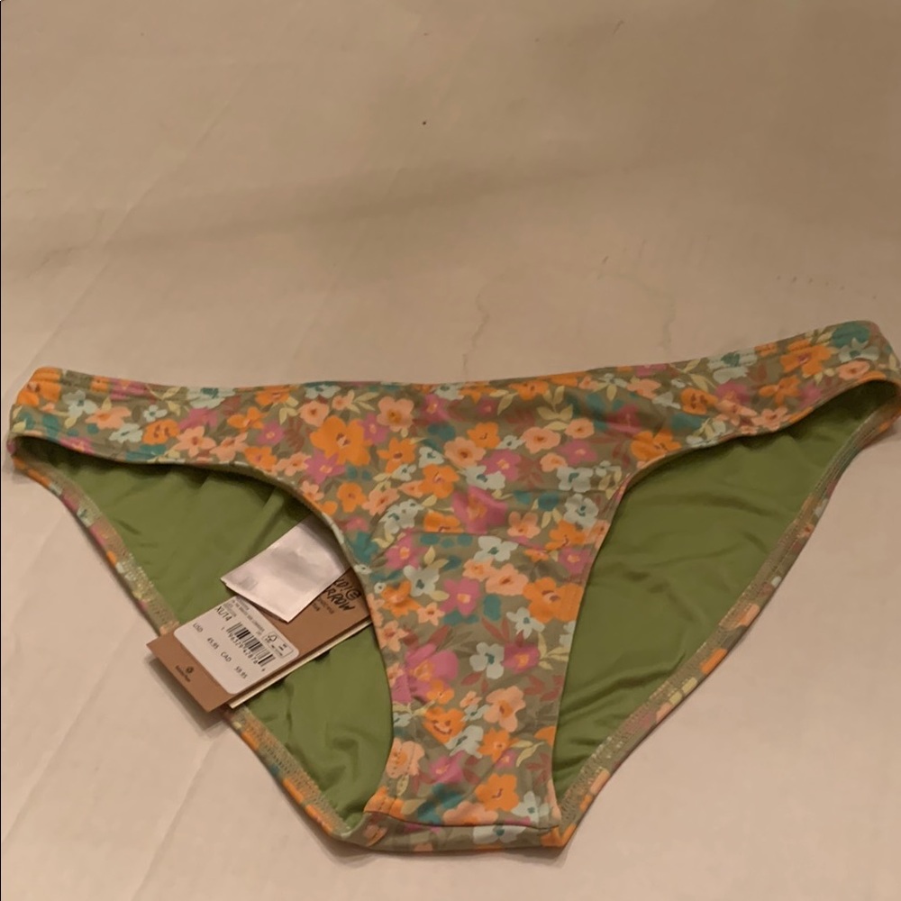 NWT Billabong On the Bright Side Lowrider Bikini Bottom - Green and Orange